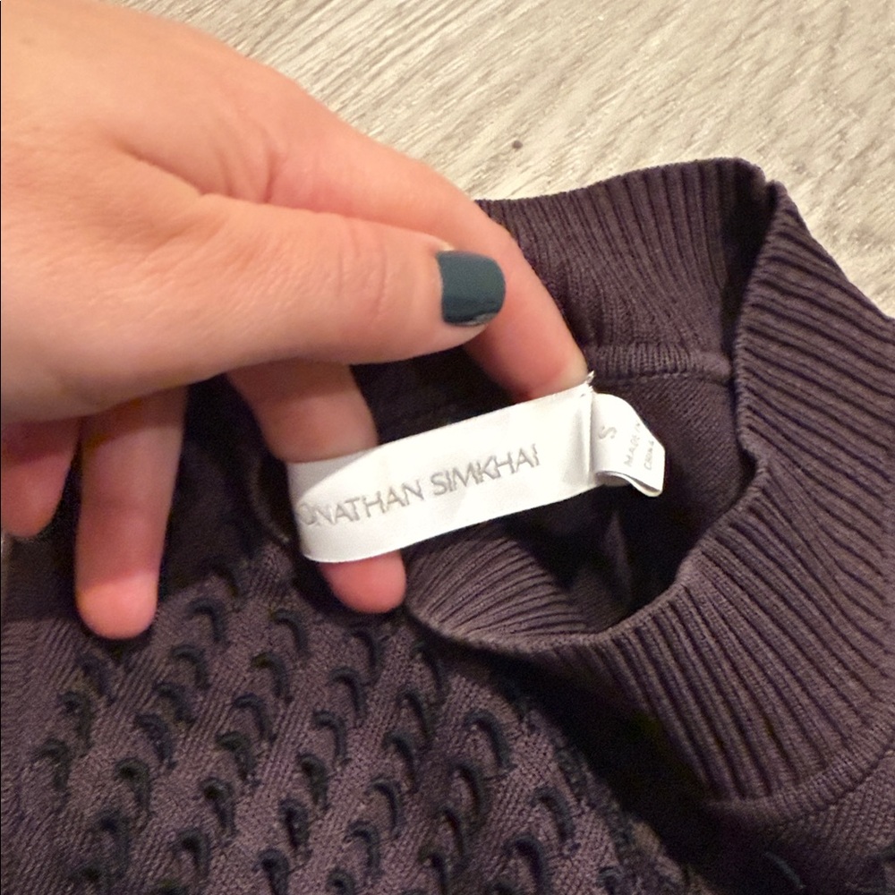 Jonathan Simkhai Chelle Fringe Knit Dress in Chocolate Brown and Black - Picture 5 of 5